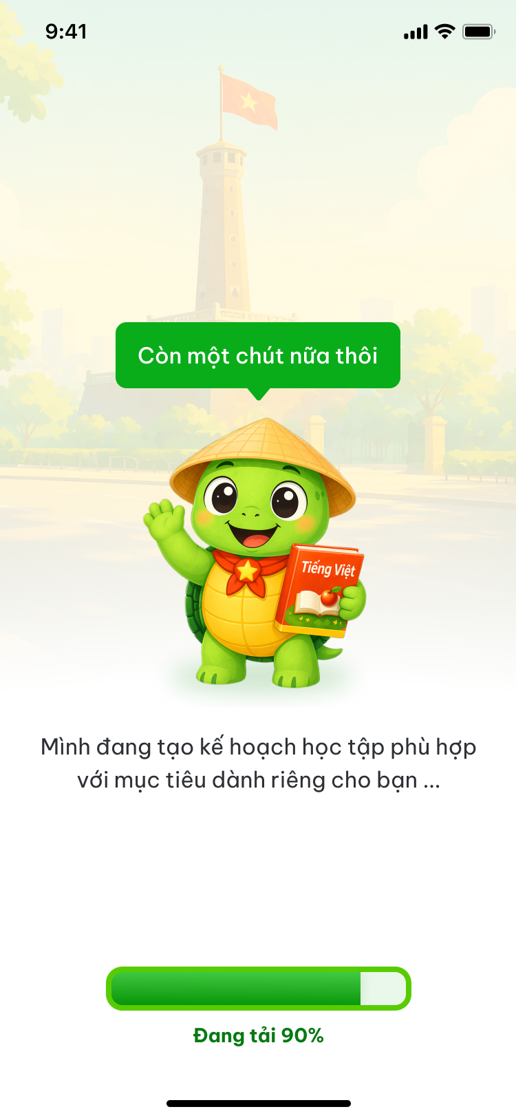 Màn hình AI đang tạo kế hoạch học tập riêng