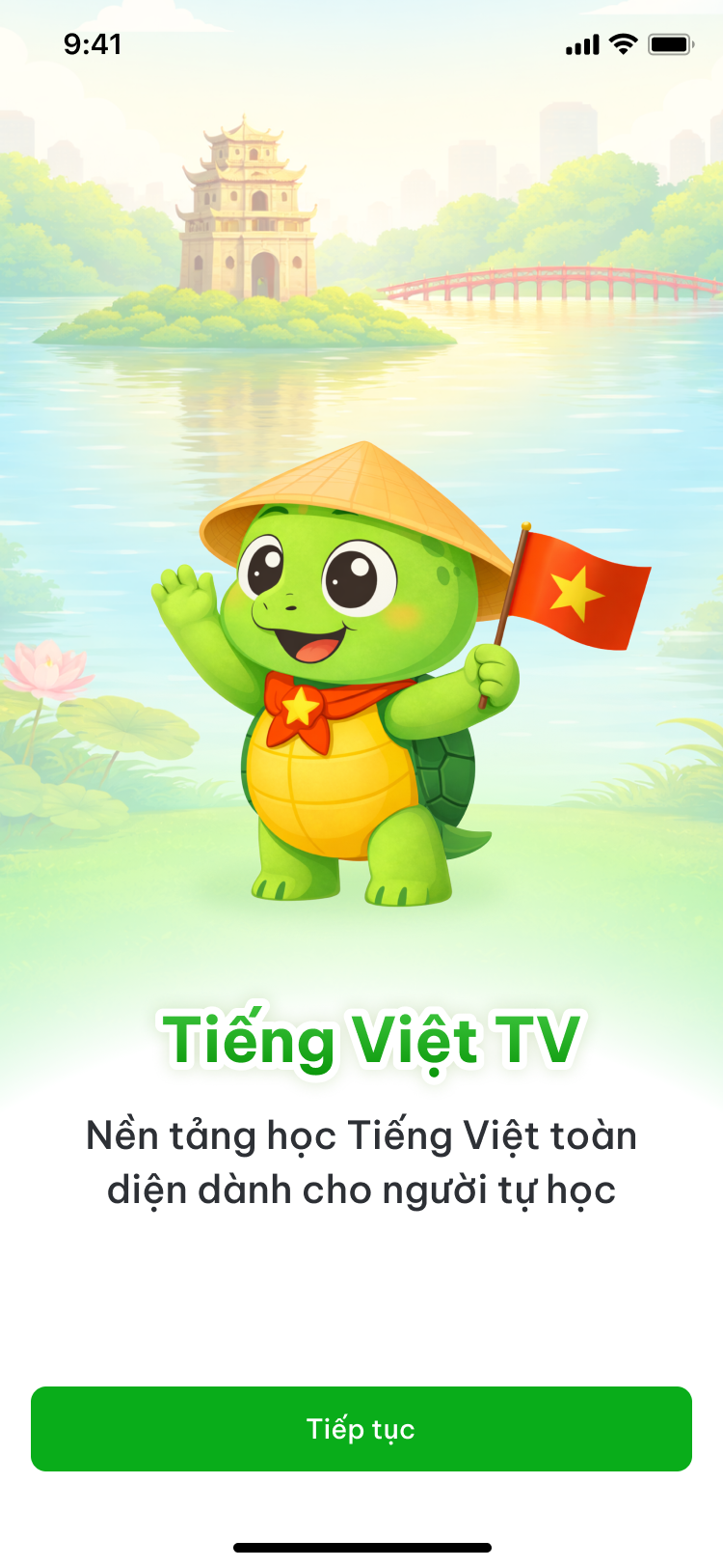 Màn hình khởi động ứng dụng Tiếng Việt TV